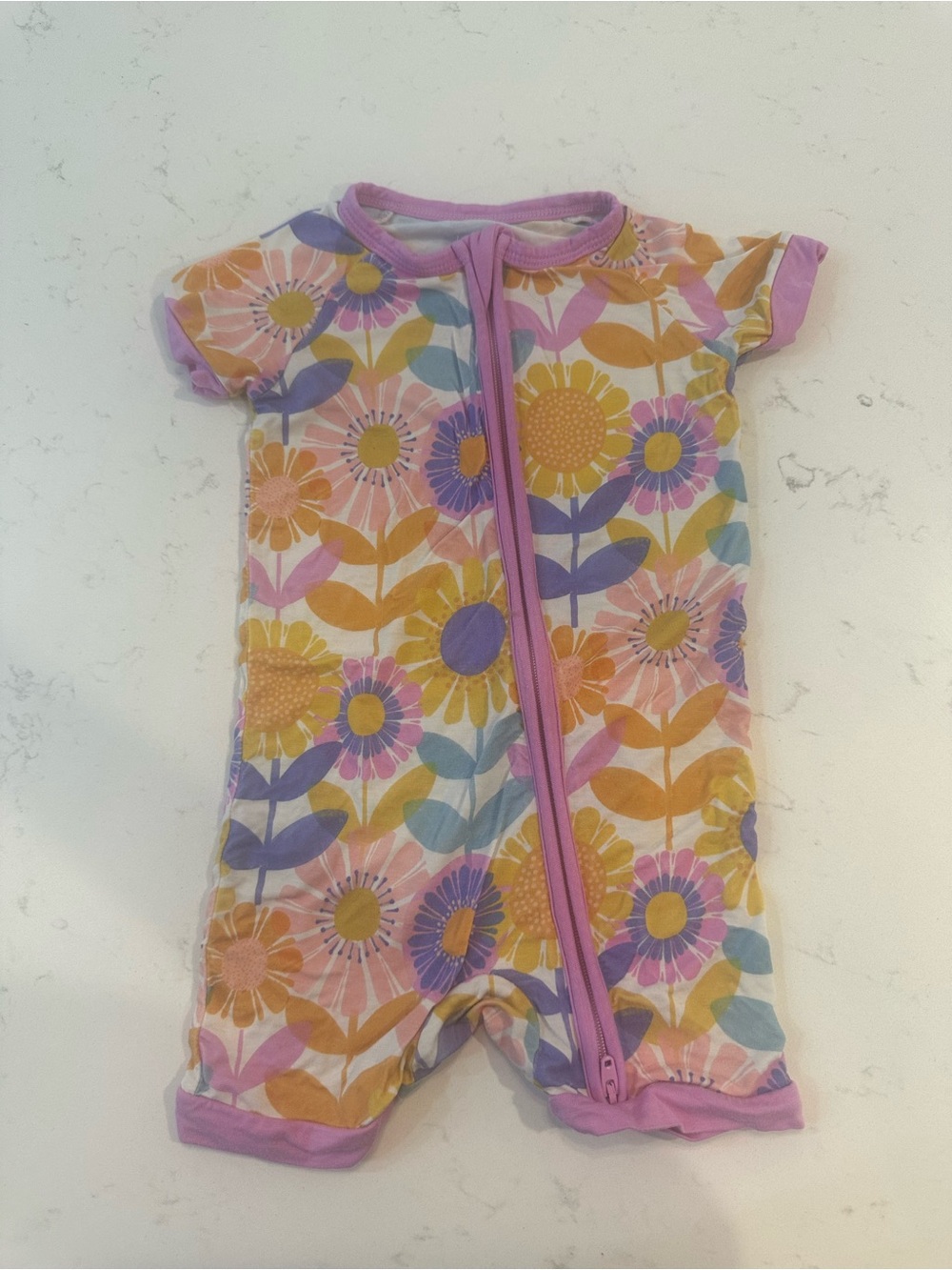Little sleepies flower short romper